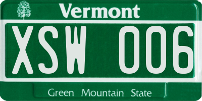 VT license plate XSW006