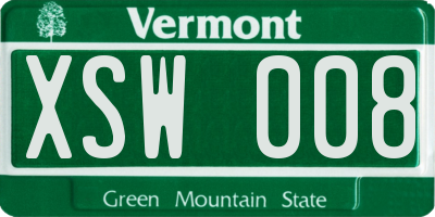 VT license plate XSW008