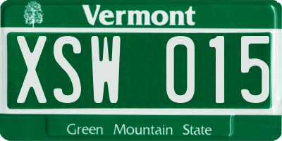 VT license plate XSW015