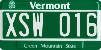VT license plate XSW016