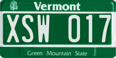 VT license plate XSW017