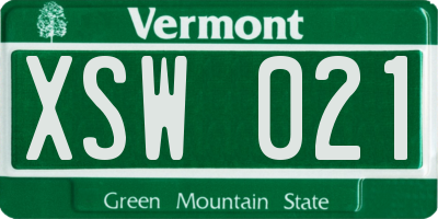 VT license plate XSW021
