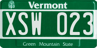 VT license plate XSW023