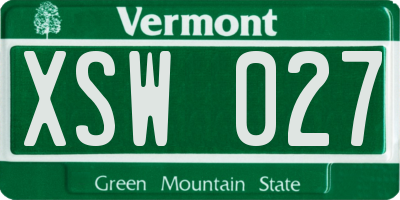 VT license plate XSW027