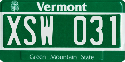 VT license plate XSW031