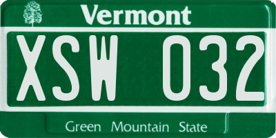 VT license plate XSW032