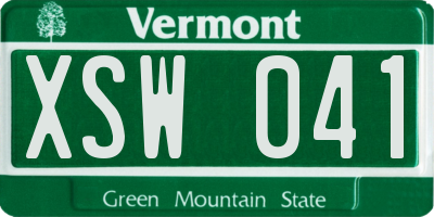VT license plate XSW041