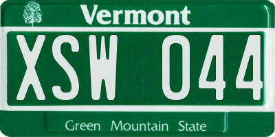 VT license plate XSW044