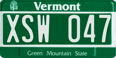 VT license plate XSW047