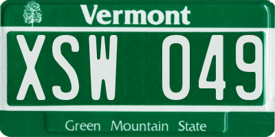 VT license plate XSW049