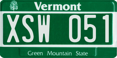 VT license plate XSW051