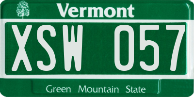 VT license plate XSW057