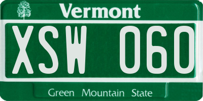 VT license plate XSW060