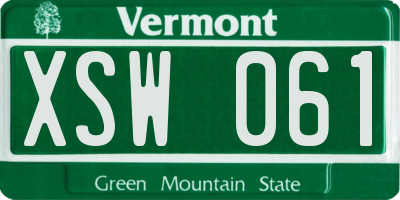 VT license plate XSW061