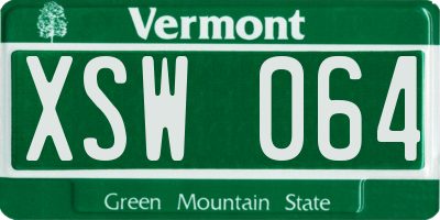 VT license plate XSW064