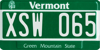 VT license plate XSW065