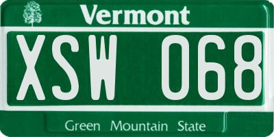 VT license plate XSW068