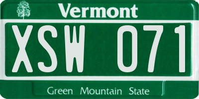 VT license plate XSW071