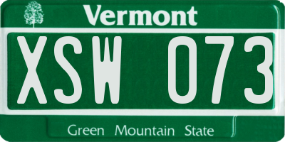 VT license plate XSW073