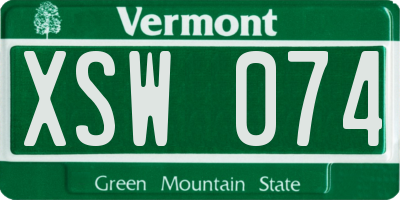 VT license plate XSW074
