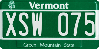 VT license plate XSW075