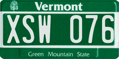 VT license plate XSW076