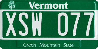 VT license plate XSW077