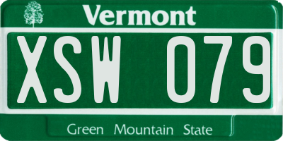VT license plate XSW079