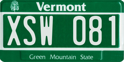 VT license plate XSW081