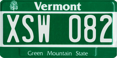 VT license plate XSW082