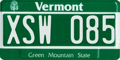 VT license plate XSW085