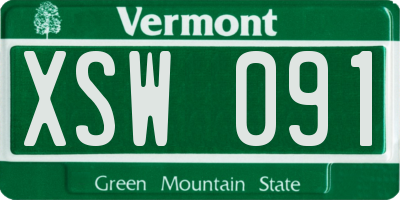 VT license plate XSW091