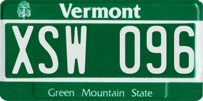VT license plate XSW096