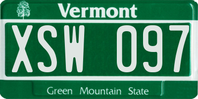 VT license plate XSW097
