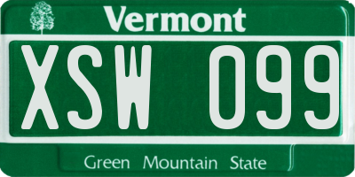 VT license plate XSW099