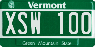 VT license plate XSW100