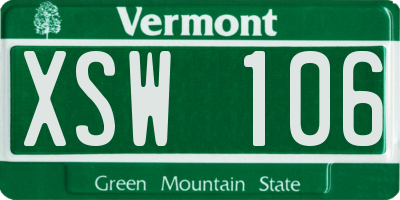 VT license plate XSW106