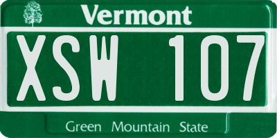 VT license plate XSW107