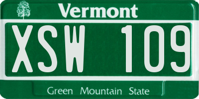 VT license plate XSW109