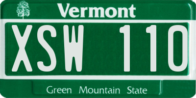 VT license plate XSW110