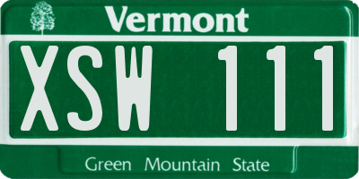 VT license plate XSW111