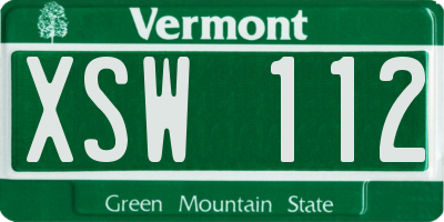 VT license plate XSW112