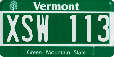 VT license plate XSW113