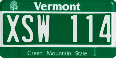 VT license plate XSW114
