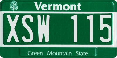 VT license plate XSW115