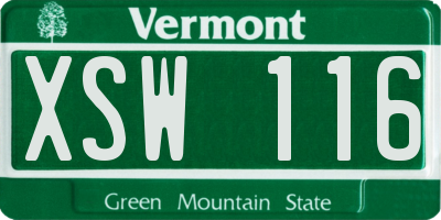 VT license plate XSW116