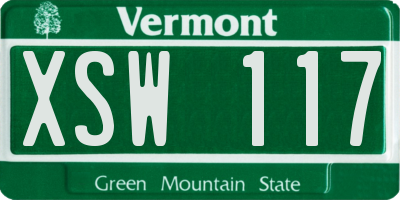 VT license plate XSW117