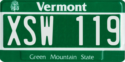 VT license plate XSW119