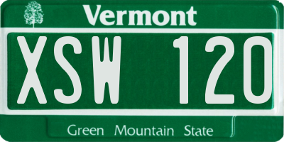 VT license plate XSW120