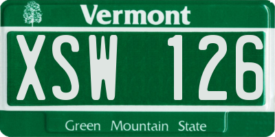 VT license plate XSW126